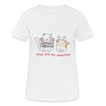 Valetine Katzen Verliebte Paare Valentinstag - Frauen T-Shirt atmungsaktiv - Weiß - Vorne - AI Model Female 172 dark (172cm)