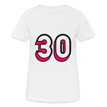30. 30 YEARS. 30TH ANNIVERSARY. 30 YEARS ANNIVERSARY - Women's Breathable T-Shirt - white - Front - AI Model Female 172 dark (172cm)