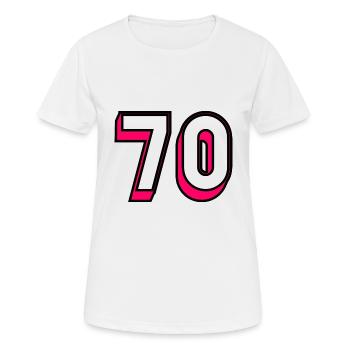 70. 70 ANS. 70e ANNIVERSAIRE. ANNIVERSAIRE 70 ANS. - T-shirt respirant Femme - blanc - Devant - AI Model Female 172 dark (172cm)