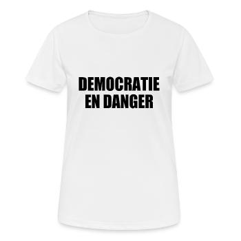 Demokratie in Gefahr - Frauen T-Shirt atmungsaktiv - Weiß - Vorne - AI Model Female 172 dark (172cm)