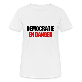 Demokratie in Gefahr - Frauen T-Shirt atmungsaktiv - Weiß - Vorne - AI Model Female 172 dark (172cm)