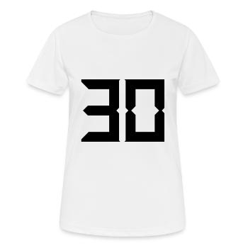 30 YEARS. 30. 30th ANNIVERSARY. 30 YEARS ANNIVERSARY - Women's Breathable T-Shirt - white - Front - AI Model Female 172 dark (172cm)