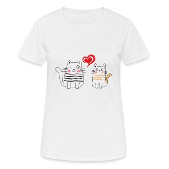 Valetine's Day Katzen Verliebte Paare Valentinstag - Frauen T-Shirt atmungsaktiv - Weiß - Vorne - AI Model Female 172 dark (172cm)