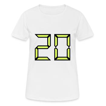 20 ANS,20e ANNIVERSAIRE,ANNIVERSAIRE 20 ANS,20 - T-shirt respirant Femme - blanc - Devant - AI Model Female 172 dark (172cm)