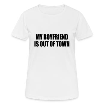 my boyfriend if out of town - T-shirt respirant Femme - blanc - Devant - AI Model Female 172 dark (172cm)