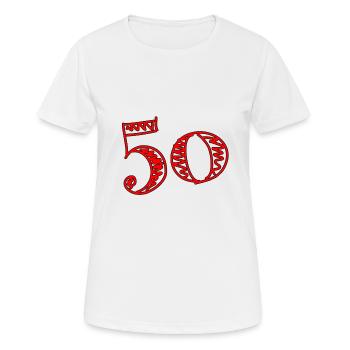 50 ANS. 50e ANNIVERSAIRE. ANNIVERSAIRE 50 ANS. 50 - T-shirt respirant Femme - blanc - Devant - AI Model Female 172 dark (172cm)