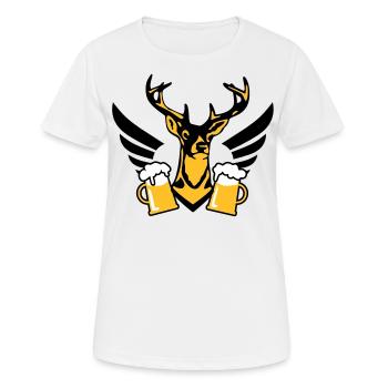Schicker Hirsch Fluegel Mass Bier Bierkrug Wiesn D - Frauen T-Shirt atmungsaktiv - Weiß - Vorne - AI Model Female 172 dark (172cm)