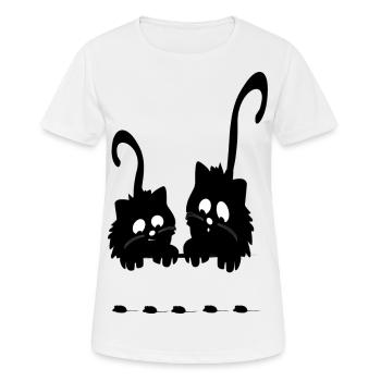 Witzige Katzen und Mäuse - Frauen T-Shirt atmungsaktiv - Weiß - Vorne - AI Model Female 172 dark (172cm)