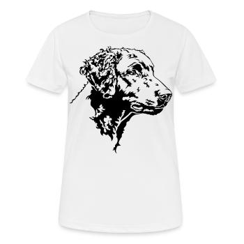 CURLY COATED RETRIEVER Dog Portrait Wilsigns - Women's Breathable T-Shirt - white - Front - AI Model Female 172 dark (172cm)