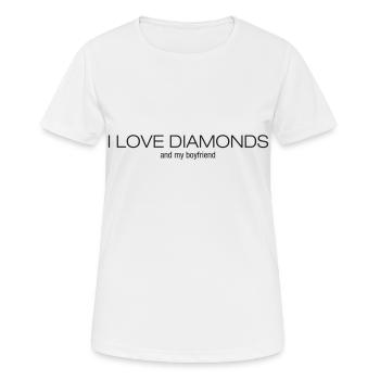 J’AIME LES DIAMANTS et mon copain - T-shirt respirant Femme - blanc - Devant - AI Model Female 172 dark (172cm)