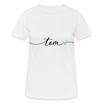 Tom Name Calligraphie Police - T-shirt respirant Femme - blanc - Devant - AI Model Female 172 dark (172cm)