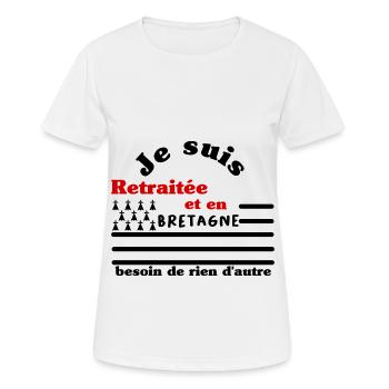 Je suis retraitée et en bretagne - T-shirt respirant Femme - blanc - Devant - AI Model Female 172 dark (172cm)