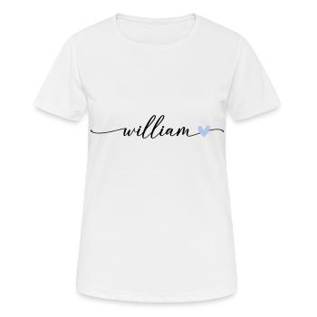 William Name Calligraphie Police - T-shirt respirant Femme - blanc - Devant - AI Model Female 172 dark (172cm)