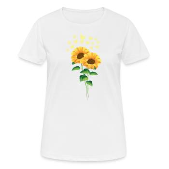 Tournesols avec soleil d'été de papillons - T-shirt respirant Femme - blanc - Devant - AI Model Female 172 dark (172cm)