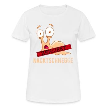 Nacktschnecke Sauna Wellness Schnecke zensiert - Frauen T-Shirt atmungsaktiv - Weiß - Vorne - AI Model Female 172 dark (172cm)