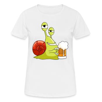 Witzige Schnecke mit Bier Biergarten Geschenk - Frauen T-Shirt atmungsaktiv - Weiß - Vorne - AI Model Female 172 dark (172cm)