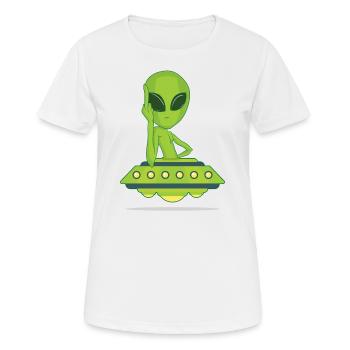 Alien avec le doigt du milieu puant vous baise - T-shirt respirant Femme - blanc - Devant - AI Model Female 172 dark (172cm)
