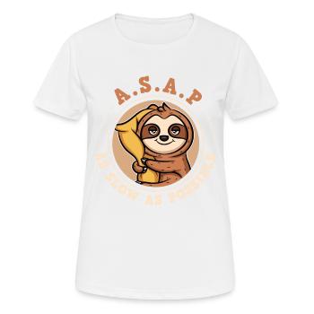 ASAP - As Slow As Possible Faultier - Frauen T-Shirt atmungsaktiv - Weiß - Vorne - AI Model Female 172 dark (172cm)