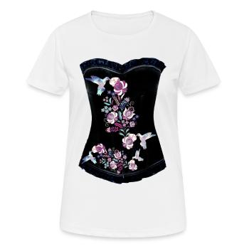 Corsage,Colibri,Oiseaux,Floral,Fleurs - T-shirt respirant Femme - blanc - Devant - AI Model Female 172 dark (172cm)