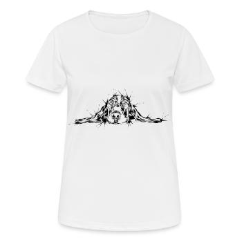 Chien fatigué - T-shirt respirant Femme - blanc - Devant - AI Model Female 172 dark (172cm)