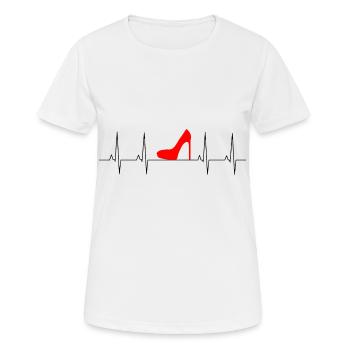 High Heels Shoes Woman Ladies Heartbeat Gift - Women's Breathable T-Shirt - white - Front - AI Model Female 172 dark (172cm)