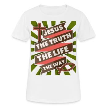 Jesus Christus Jesus-Spruch christliche Motivation - Frauen T-Shirt atmungsaktiv - Weiß - Vorne - AI Model Female 172 dark (172cm)