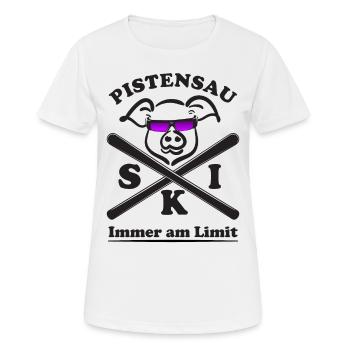 Pistensau immer am Limit Skifahren Ski - Frauen T-Shirt atmungsaktiv - Weiß - Vorne - AI Model Female 172 dark (172cm)