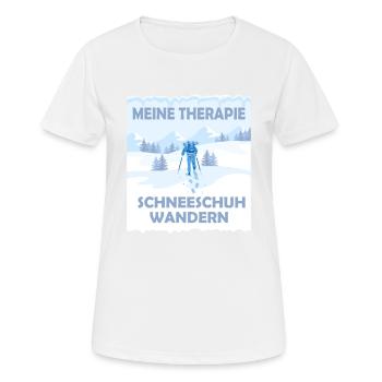 Schneeschuhwandern Schneeschuh wandern - Frauen T-Shirt atmungsaktiv - Weiß - Vorne - AI Model Female 172 dark (172cm)