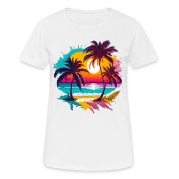 Sommer Sonne Palmen Strand Insel - Frauen T-Shirt atmungsaktiv - Weiß - Vorne - AI Model Female 172 dark (172cm)