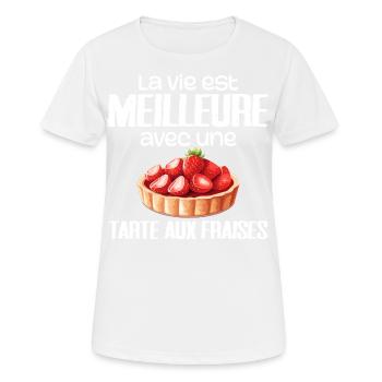 Tarte aux fraises - T-shirt respirant Femme - blanc - Devant - AI Model Female 172 dark (172cm)