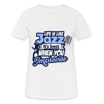 Jazz - Frauen T-Shirt atmungsaktiv - Weiß - Vorne - AI Model Female 172 dark (172cm)