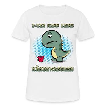 Lustig Hände waschen Pandemie T-Rex Geschenk - Frauen T-Shirt atmungsaktiv - Weiß - Vorne - AI Model Female 172 dark (172cm)
