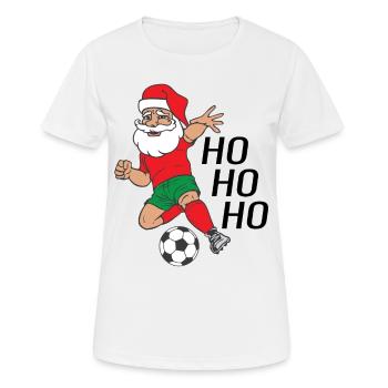 Santa Claus Santa Claus plays soccer Ho Ho Ho - Women's Breathable T-Shirt - white - Front - AI Model Female 172 dark (172cm)