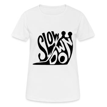 Schnecke langsam - Frauen T-Shirt atmungsaktiv - Weiß - Vorne - AI Model Female 172 dark (172cm)