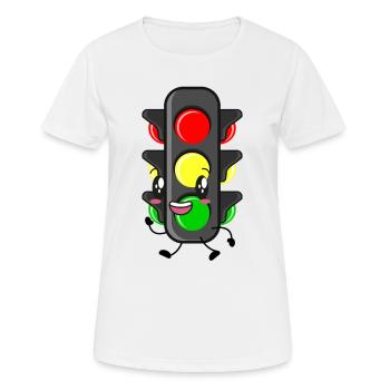 Feu de circulation Permis de conduire - T-shirt respirant Femme - blanc - Devant - AI Model Female 172 dark (172cm)
