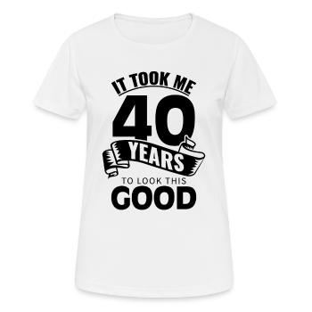 40 ans 40 ans - T-shirt respirant Femme - blanc - Devant - AI Model Female 172 dark (172cm)