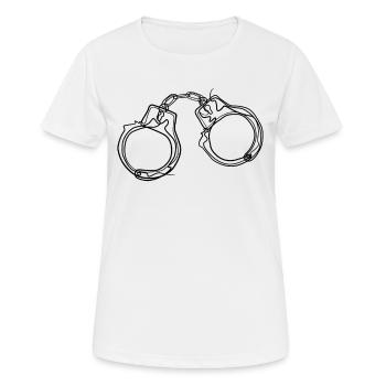 Handcuffs - one line drawing - Women's Breathable T-Shirt - white - Front - AI Model Female 172 dark (172cm)