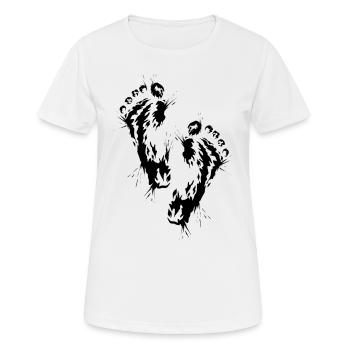 Fußabdruck Barfuß - Frauen T-Shirt atmungsaktiv - Weiß - Vorne - AI Model Female 172 dark (172cm)