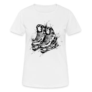 Eishockey Schlittschuhe - Frauen T-Shirt atmungsaktiv - Weiß - Vorne - AI Model Female 172 dark (172cm)