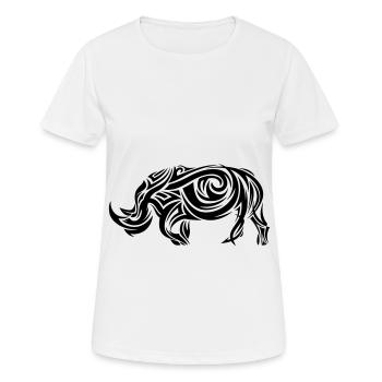 Rhino Tribal Tattoo - Women's Breathable T-Shirt - white - Front - AI Model Female 172 dark (172cm)