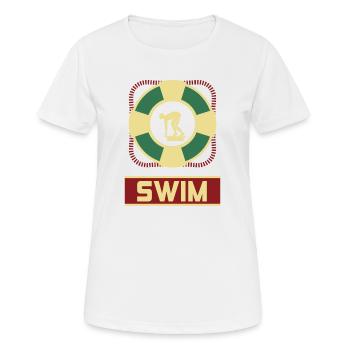 Schwimmen- Shirt Schwimmreifen Pool Wasser Geschen - Frauen T-Shirt atmungsaktiv - Weiß - Vorne - AI Model Female 172 dark (172cm)