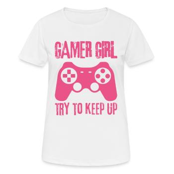 Gamer Girl essaie de suivre - T-shirt respirant Femme - blanc - Devant - AI Model Female 172 dark (172cm)