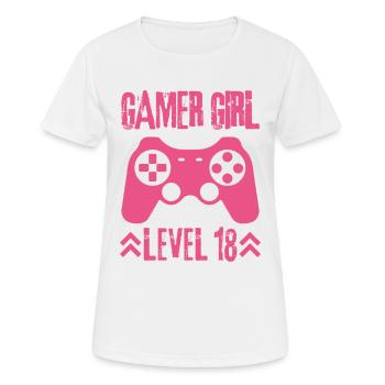 Gamer girl Level 18 Birthday - Women's Breathable T-Shirt - white - Front - AI Model Female 172 dark (172cm)
