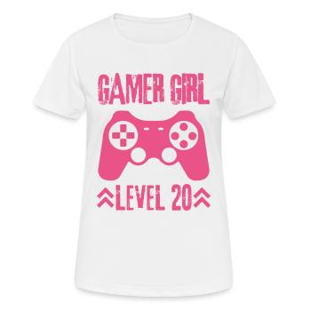 Gamer girl Level 20 Anniversaire - T-shirt respirant Femme - blanc - Devant - AI Model Female 172 dark (172cm)