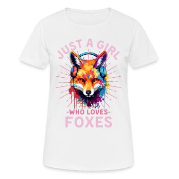 Fuchs mit Kopfhörer - Frauen T-Shirt atmungsaktiv - Weiß - Vorne - AI Model Female 172 dark (172cm)
