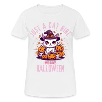 Halloween Katze Spruch - Frauen T-Shirt atmungsaktiv - Weiß - Vorne - AI Model Female 172 dark (172cm)