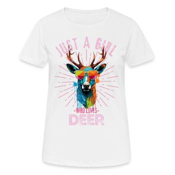 Cerf avec lunettes de soleil - T-shirt respirant Femme - blanc - Devant - AI Model Female 172 dark (172cm)