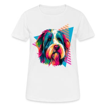 Bearded Collie Style des années 80 - T-shirt respirant Femme - blanc - Devant - AI Model Female 172 dark (172cm)