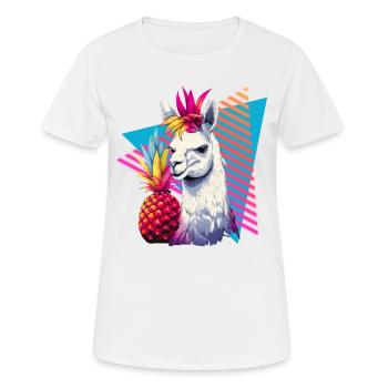 Llama with pineapple 80s style - Women's Breathable T-Shirt - white - Front - AI Model Female 172 dark (172cm)