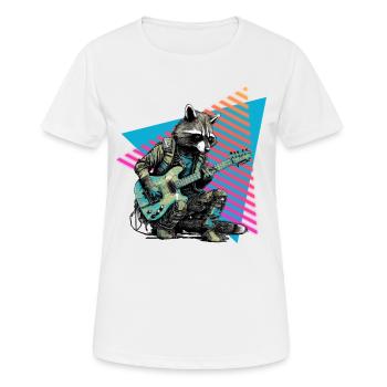 Raccoon with guitar 80s style - Women's Breathable T-Shirt - white - Front - AI Model Female 172 dark (172cm)